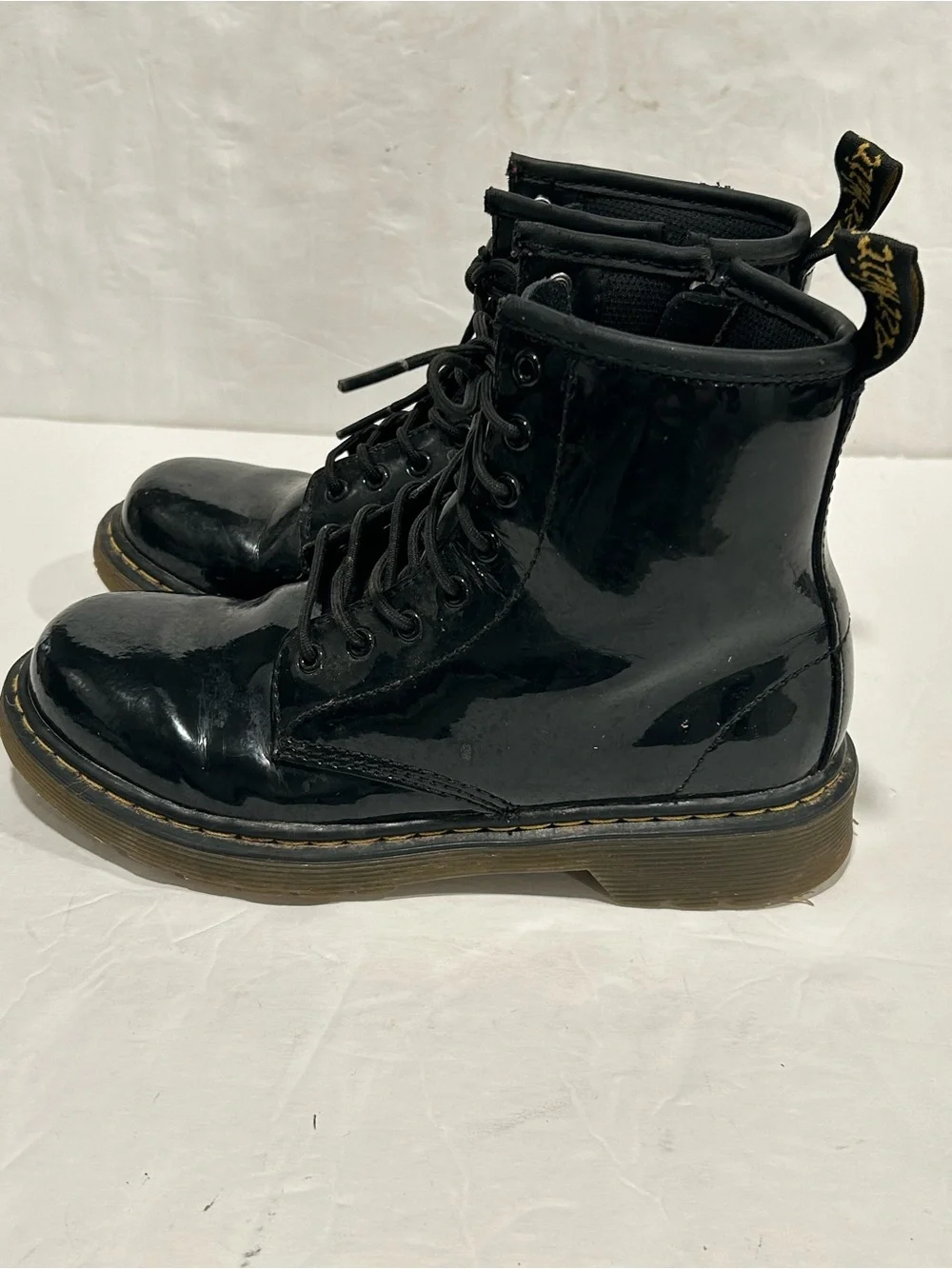 Dr. Martens Youth 1460 Black Patent Leather Zip Up Boots Size 3 US Kids